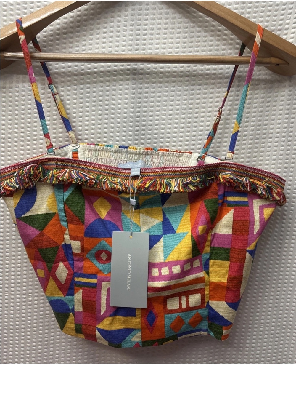 NWT Women’s Antonio Melani colorful Top With Removable Straps Sz 8